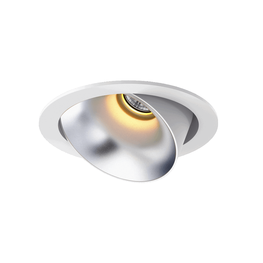White version of the Dea Amata M with silver reflector, a recessed fixed luminaire designed by Karizma Luce.
