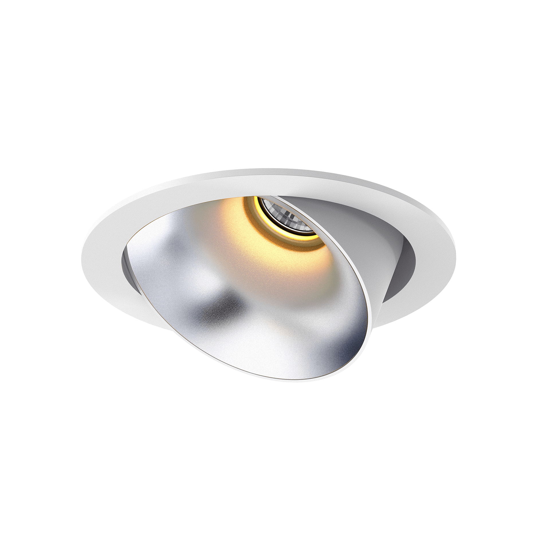 White version of the Dea Amata M with silver reflector, a recessed fixed luminaire designed by Karizma Luce.