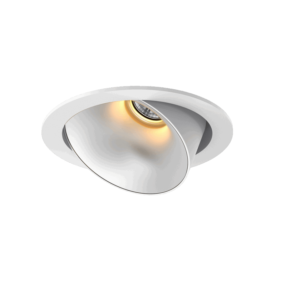 White version of the Dea Carmenta M with chrome reflector, an adjustable luminaire designed by Karizma Luce.