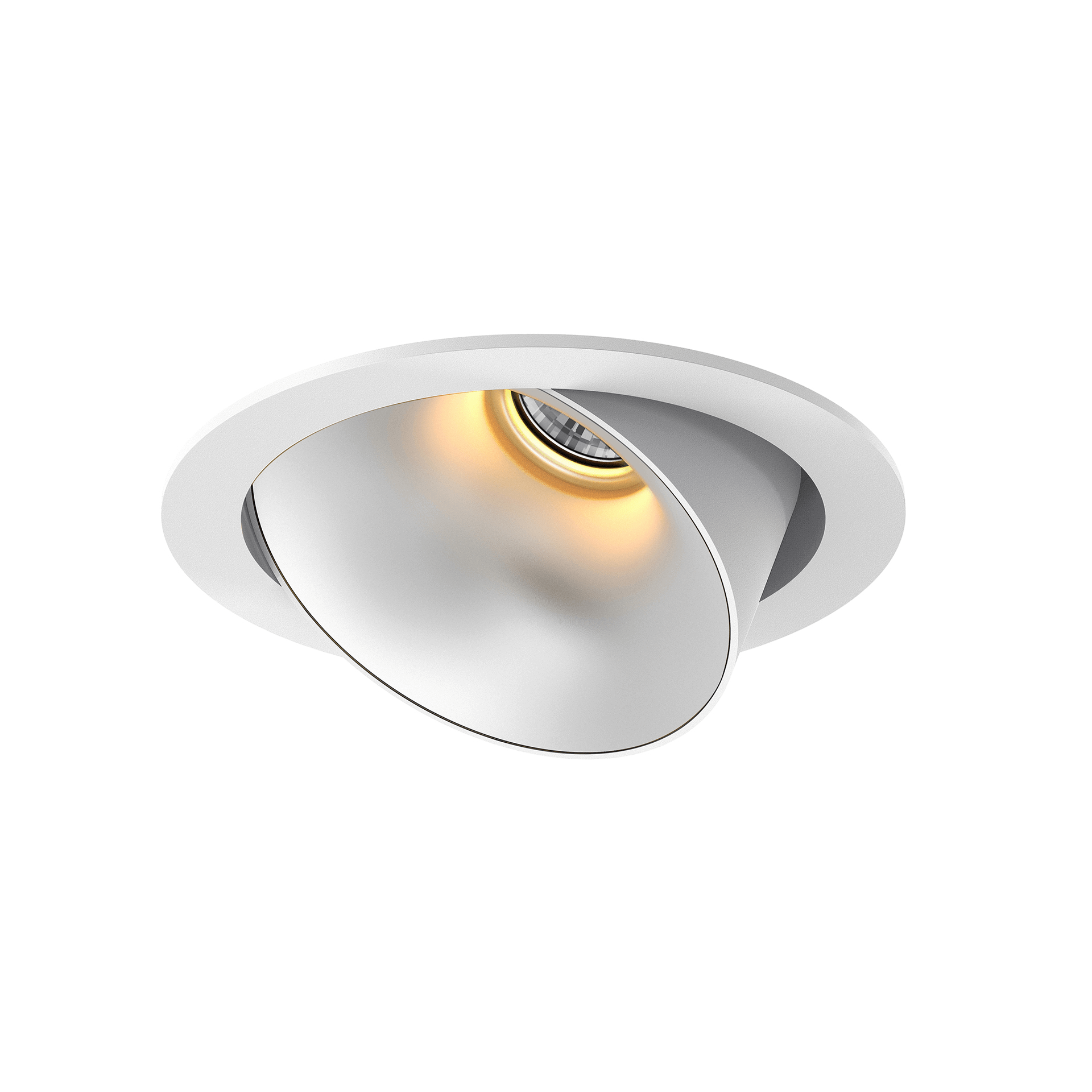 White version of the Dea Carmenta M with chrome reflector, an adjustable luminaire designed by Karizma Luce.