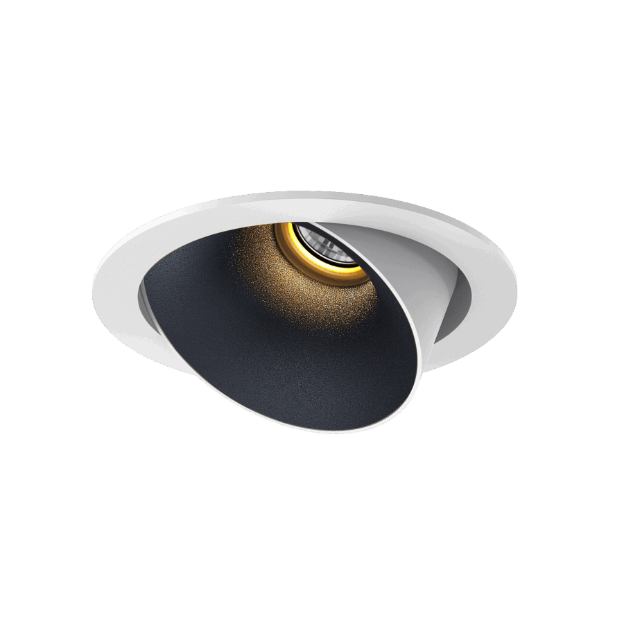 White version of the Dea Carmenta M with black matt reflector, an adjustable luminaire designed by Karizma Luce.