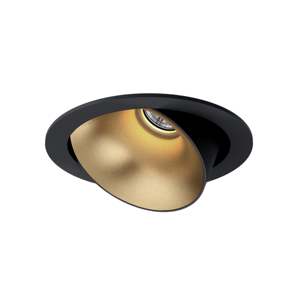 Black version of the Dea Carmenta M with golden reflector, an adjustable luminaire designed by Karizma Luce.