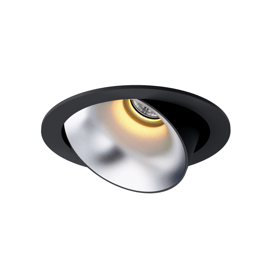 Black version of the Dea Carmenta M with silver reflector, an adjustable luminaire designed by Karizma Luce.