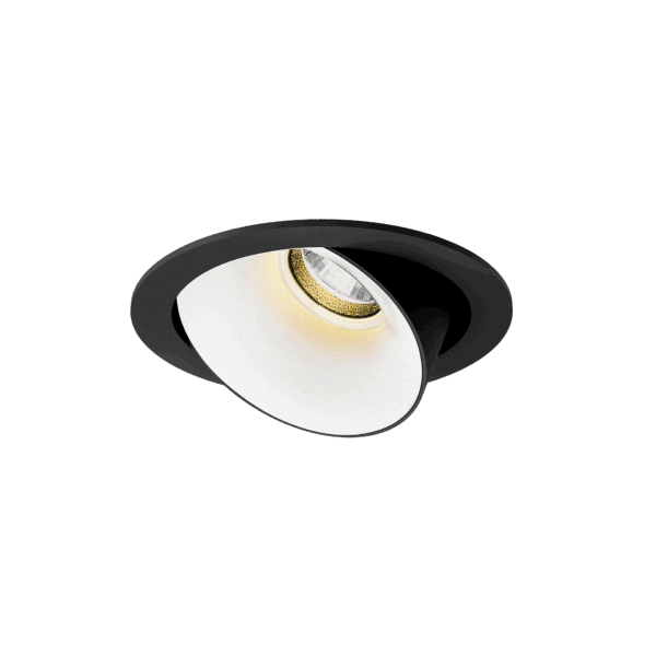 Black version of the Dea Carmenta S with white reflector, an adjustable luminaire designed by Karizma Luce.