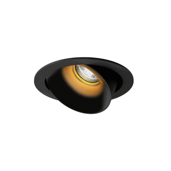 Black version of the Dea Carmenta S with black matt reflector, an adjustable luminaire designed by Karizma Luce.
