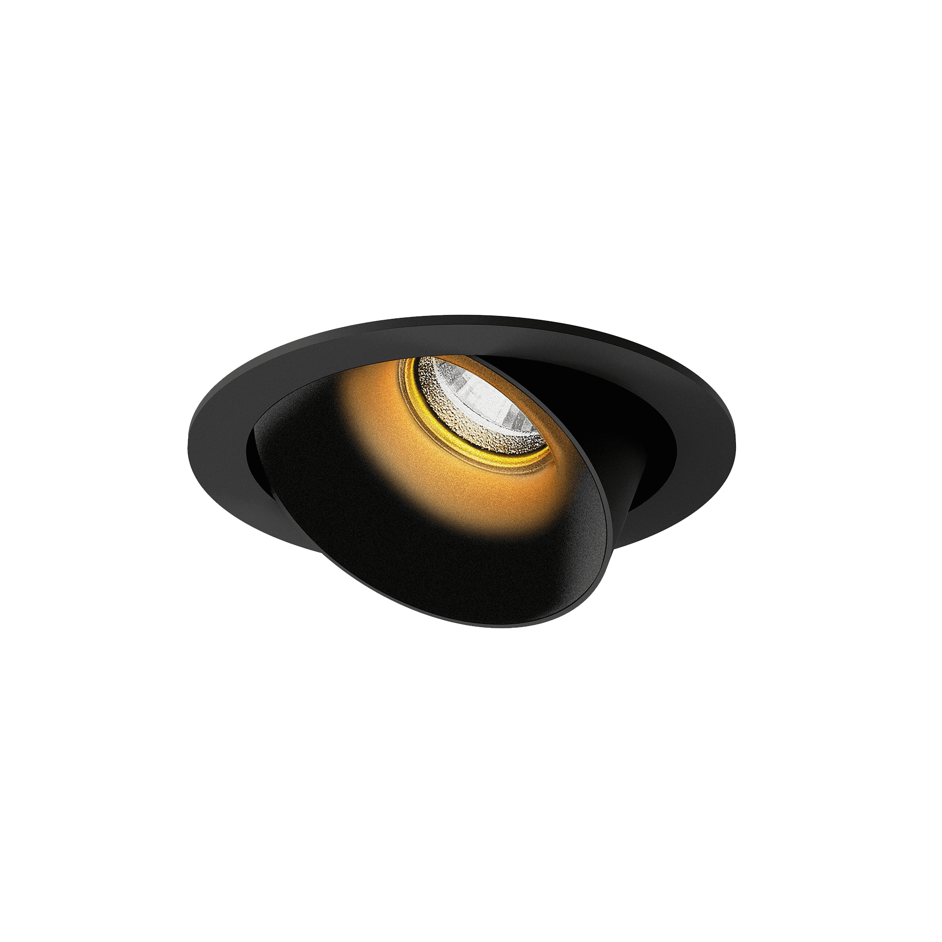 Black version of the Dea Carmenta S with black matt reflector, an adjustable luminaire designed by Karizma Luce.