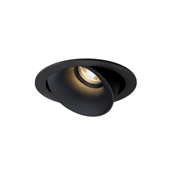 Black version of the Dea Carmenta S with black matt reflector, an adjustable luminaire designed by Karizma Luce.