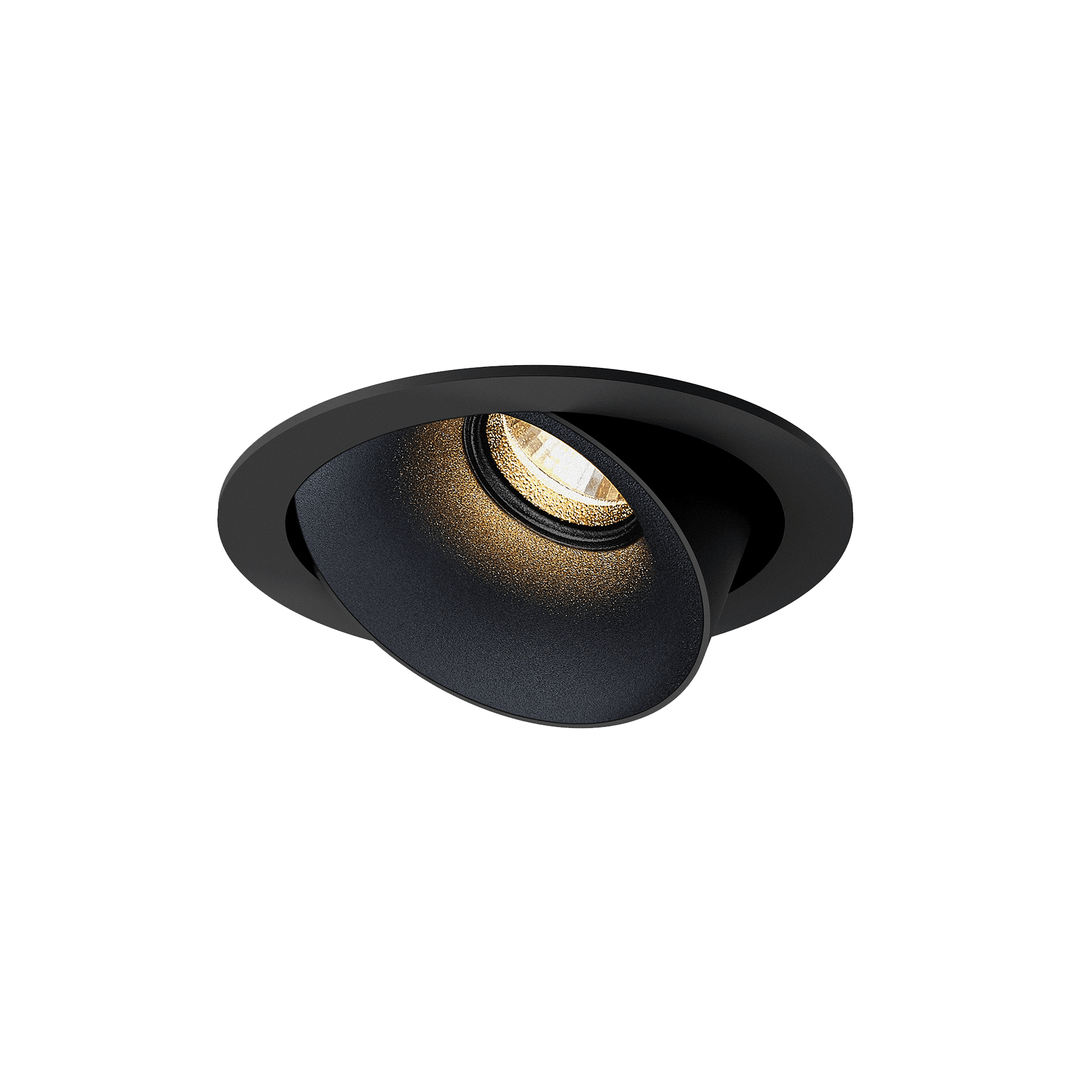 Black version of the Dea Carmenta S with black matt reflector, an adjustable luminaire designed by Karizma Luce.