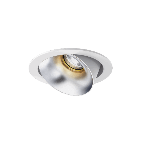 White version of the Dea Carmenta S with silver reflector, an adjustable luminaire designed by Karizma Luce.