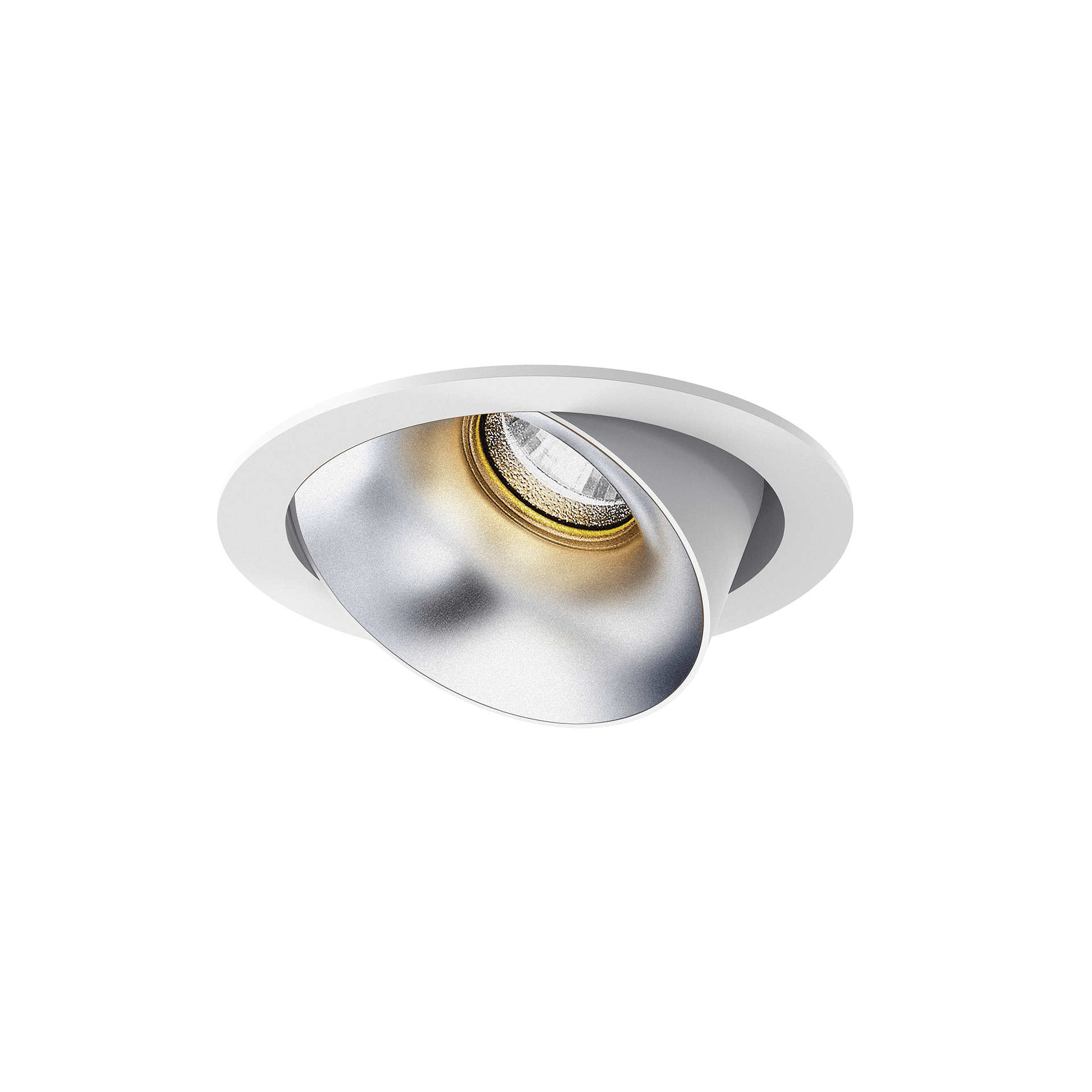 White version of the Dea Carmenta S with silver reflector, an adjustable luminaire designed by Karizma Luce.