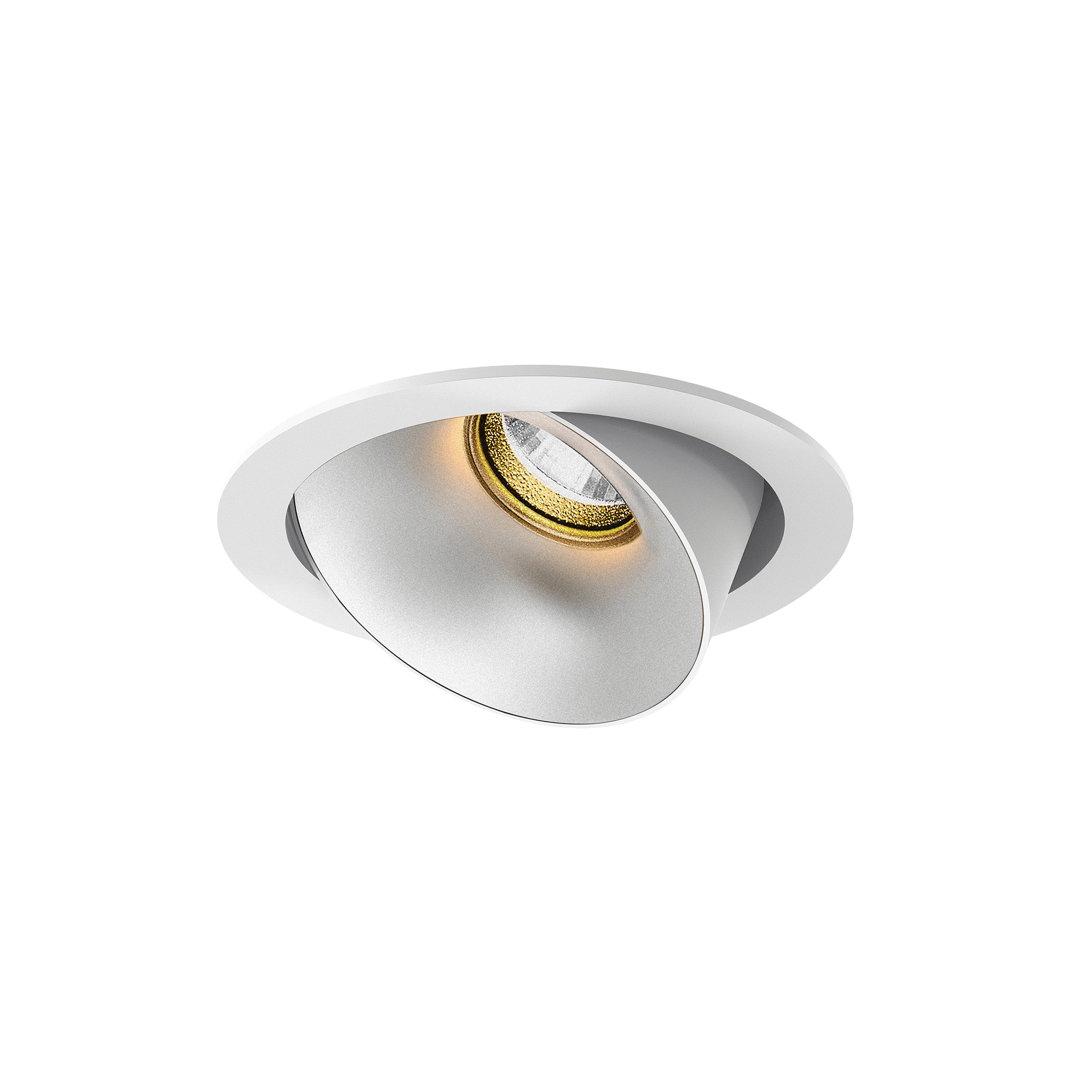 White version of the Dea Carmenta S with chrome reflector, an adjustable luminaire designed by Karizma Luce.