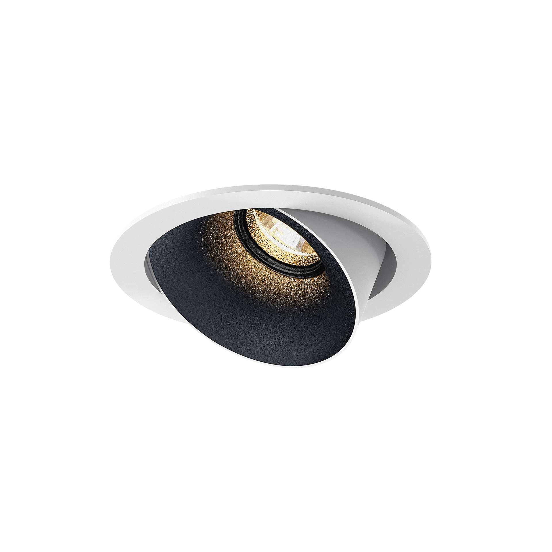 White version of the Dea Carmenta S with black matt reflector, an adjustable luminaire designed by Karizma Luce.