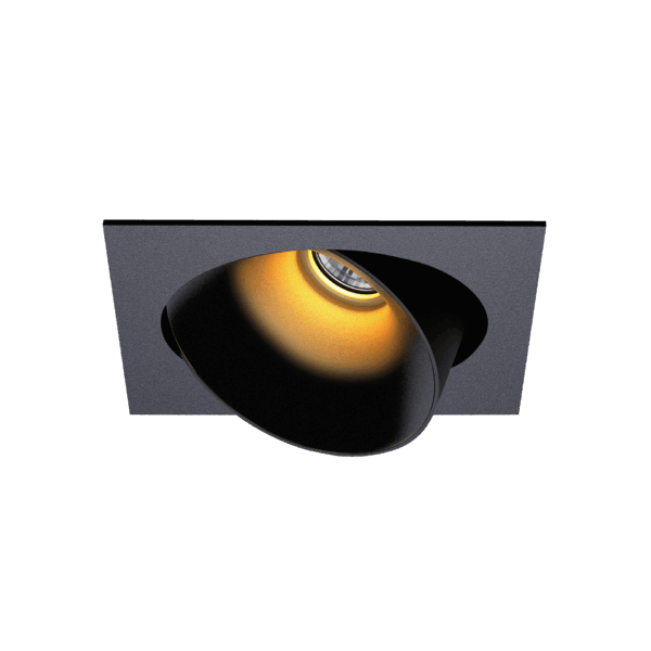 Black version of the Dea Ceres M with black gloss reflector, an adjustable recessed luminaire designed by Karizma Luce.