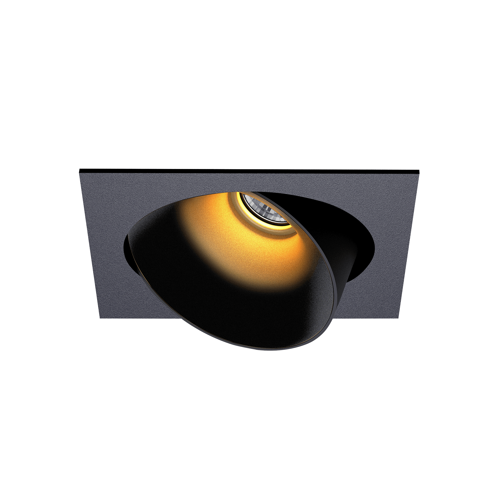 Black version of the Dea Ceres M with black gloss reflector, an adjustable recessed luminaire designed by Karizma Luce.