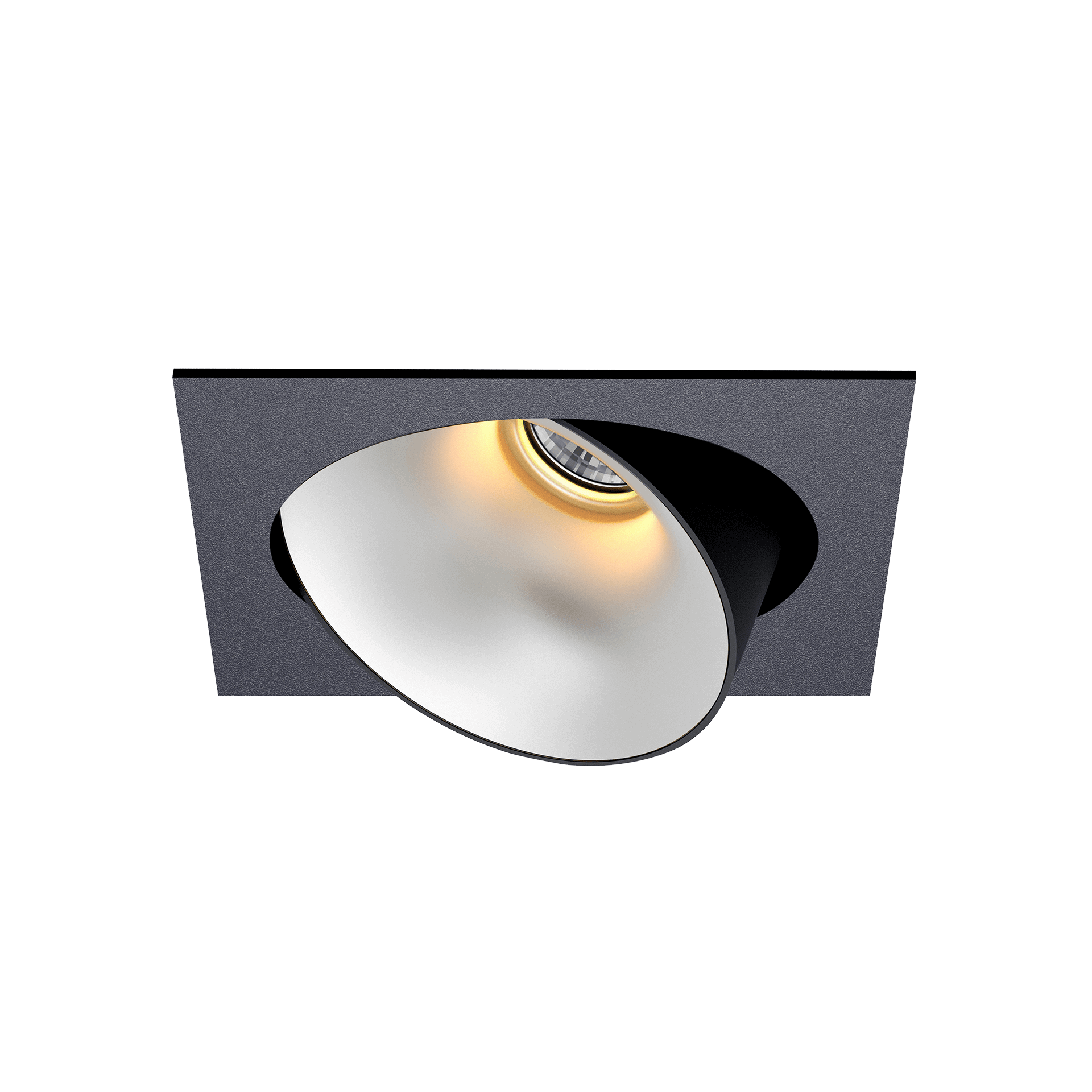 Black version of the Dea Ceres M with chrome reflector, an adjustable recessed luminaire designed by Karizma Luce.