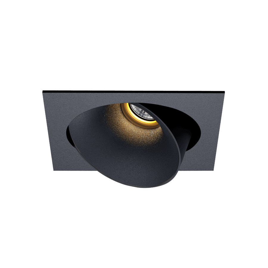 Black version of the Dea Ceres M with black matt reflector, an adjustable recessed luminaire designed by Karizma Luce.