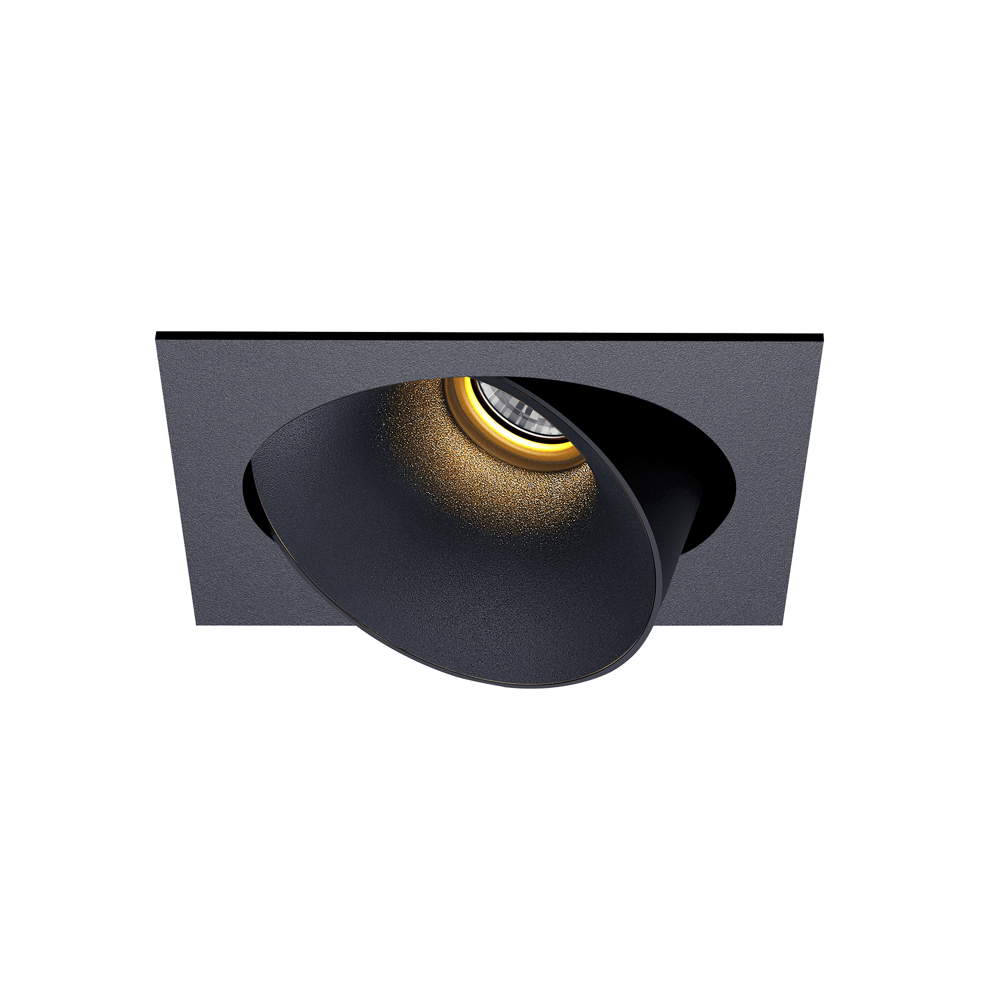 Black version of the Dea Ceres M with black matt reflector, an adjustable recessed luminaire designed by Karizma Luce.