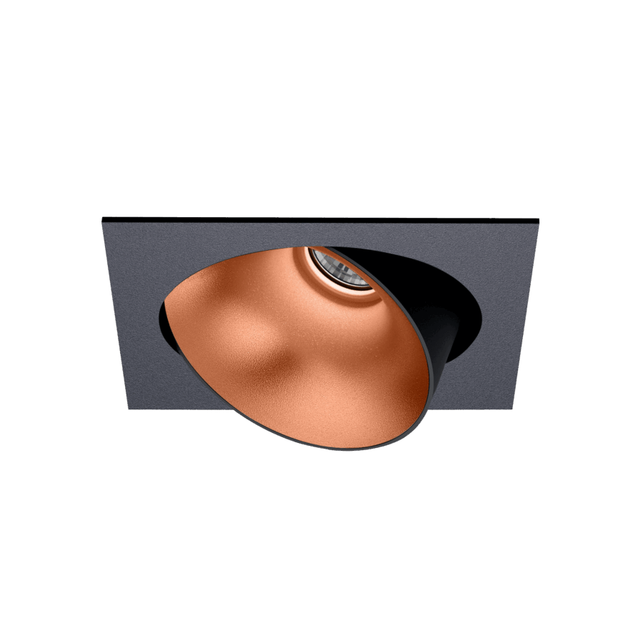 Black version of the Dea Ceres M with copper reflector, an adjustable recessed luminaire designed by Karizma Luce.