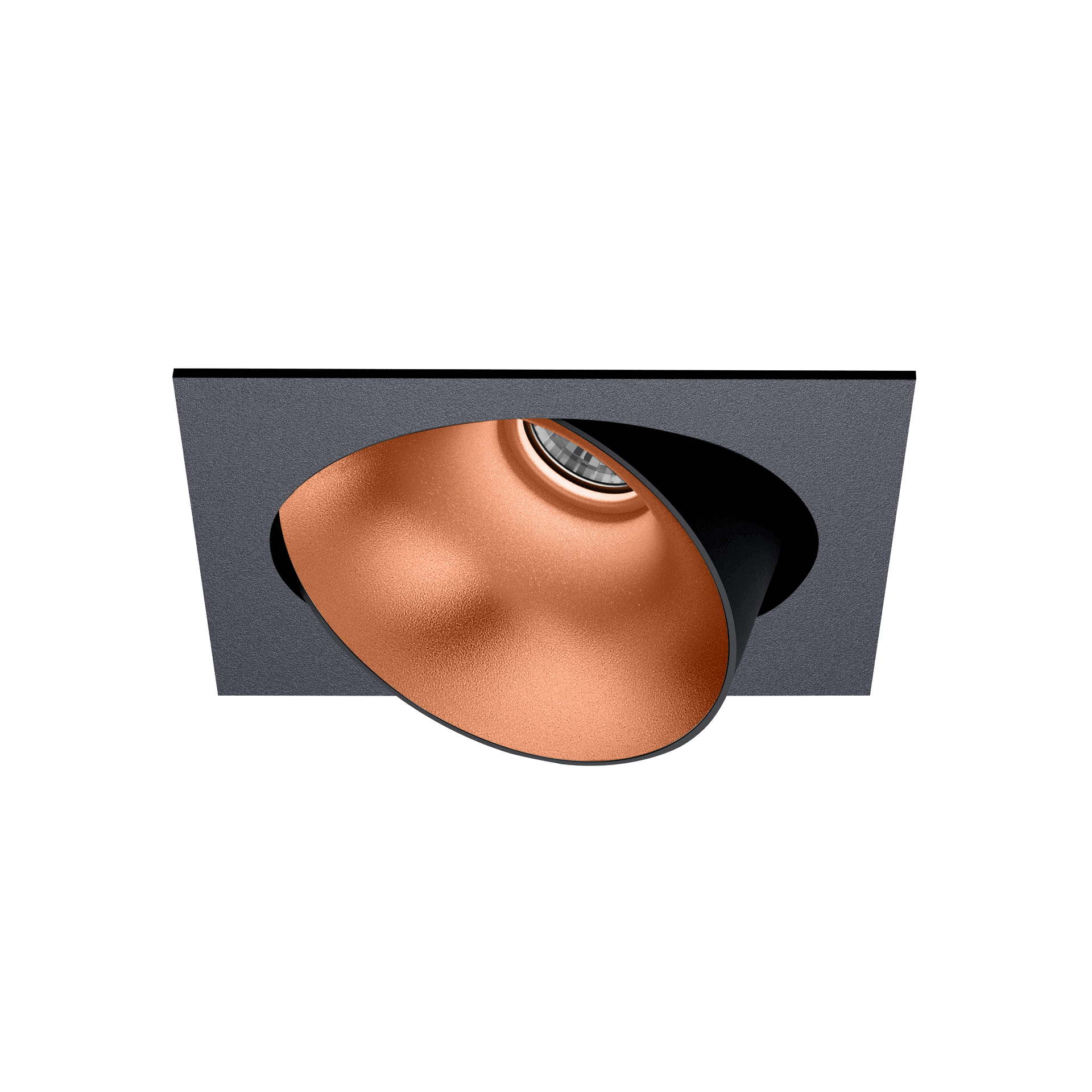 Black version of the Dea Ceres M with copper reflector, an adjustable recessed luminaire designed by Karizma Luce.