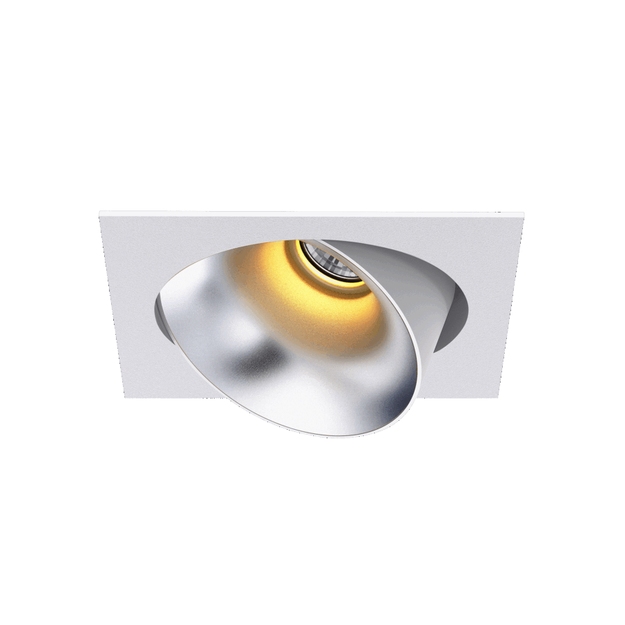 White version of the Dea Ceres M with silver reflector, an adjustable recessed luminaire designed by Karizma Luce.