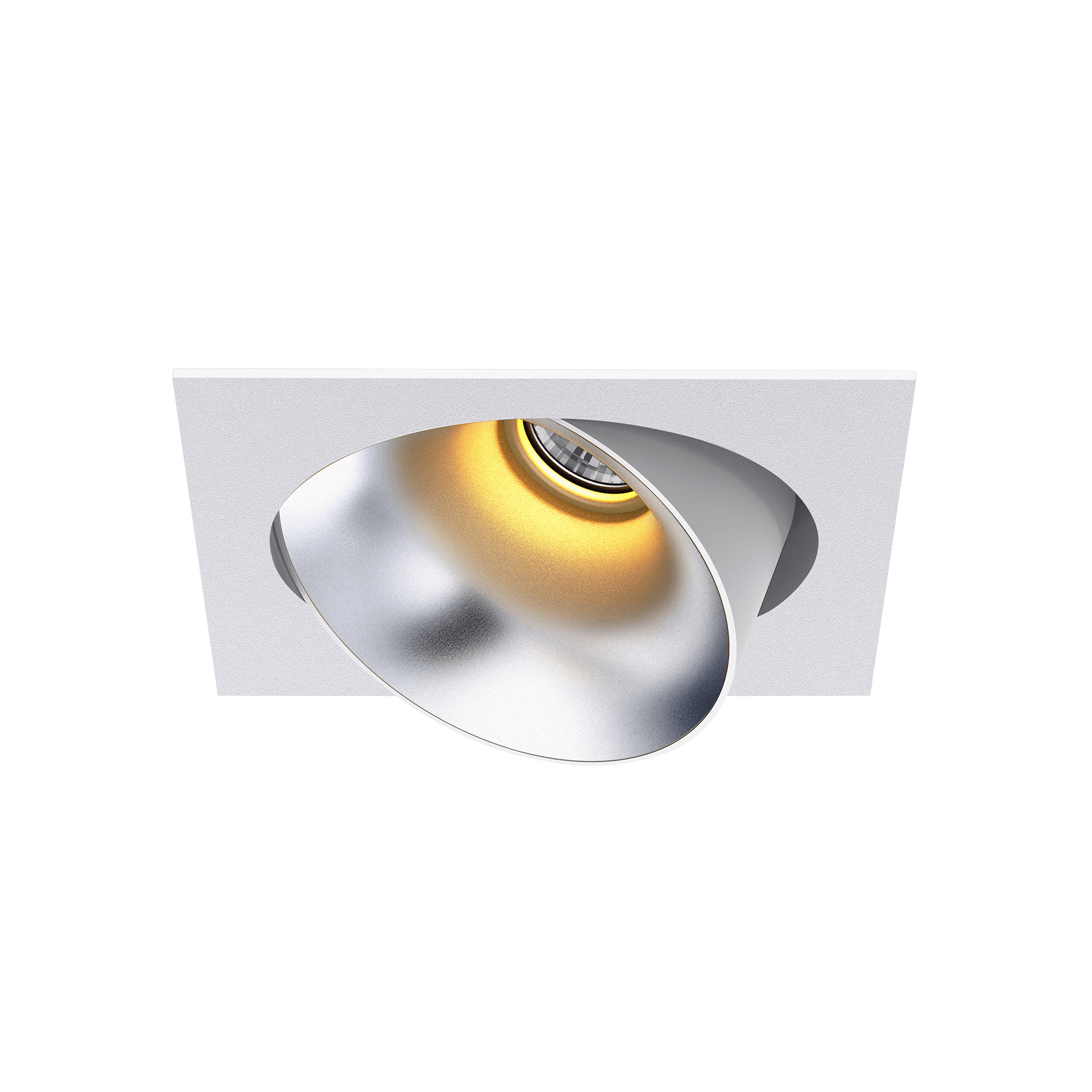 White version of the Dea Ceres M with silver reflector, an adjustable recessed luminaire designed by Karizma Luce.