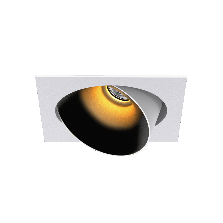 White version of the Dea Ceres M with black gloss reflector, an adjustable recessed luminaire designed by Karizma Luce.