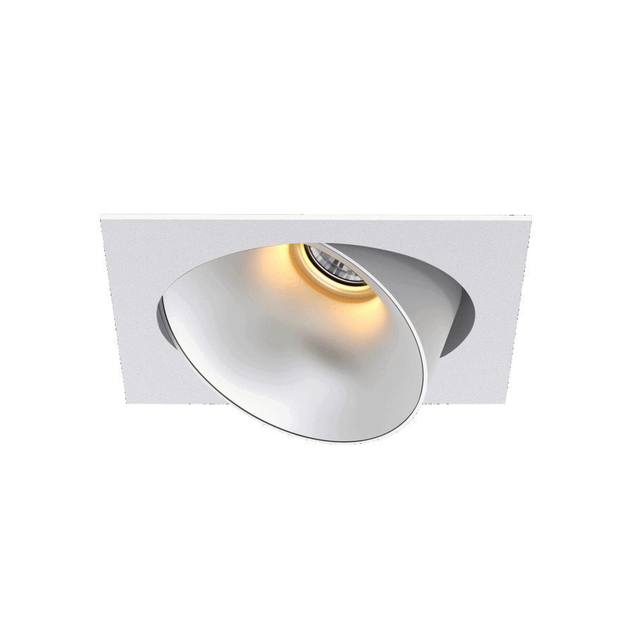 White version of the Dea Ceres M with chrome reflector, an adjustable recessed luminaire designed by Karizma Luce.