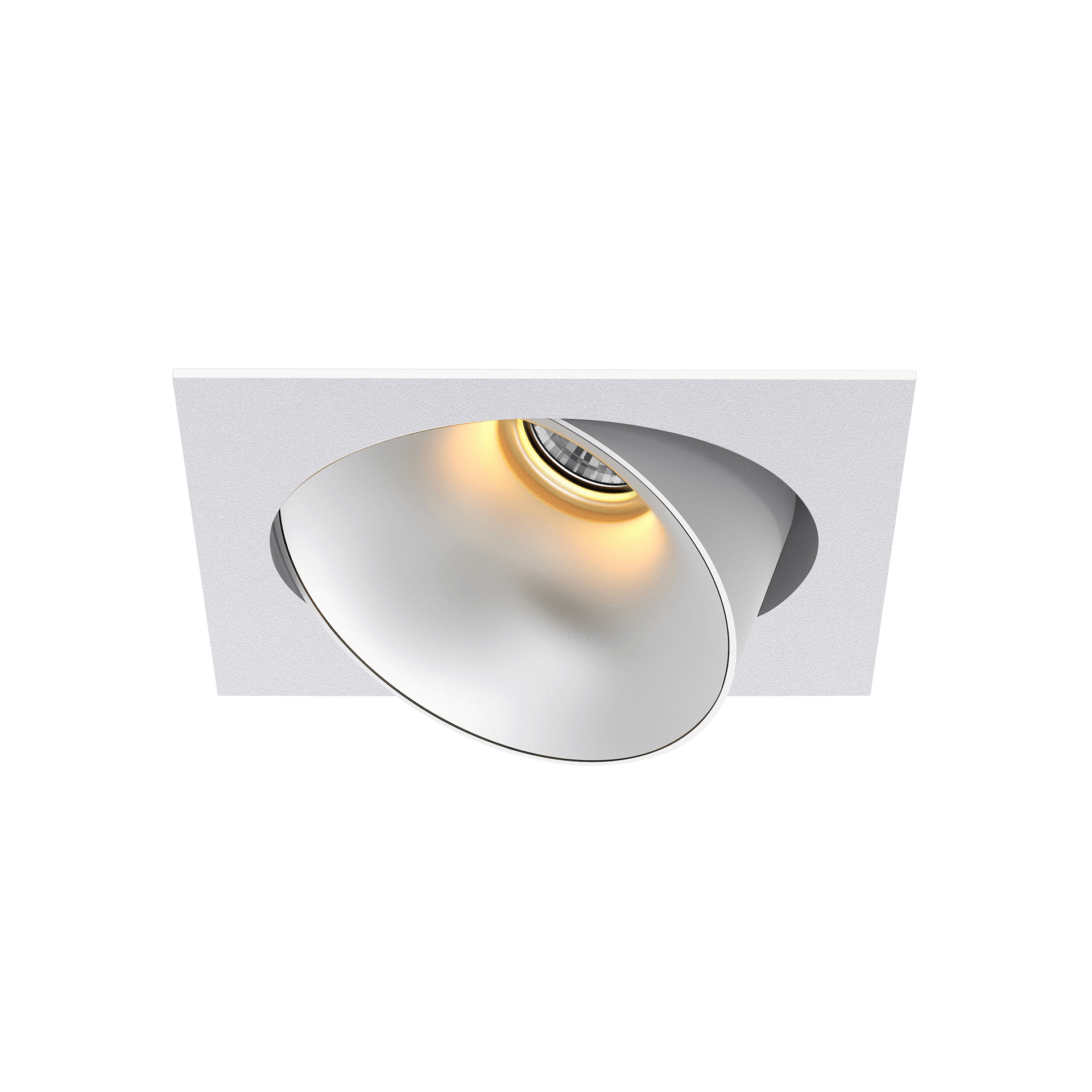 White version of the Dea Ceres M with chrome reflector, an adjustable recessed luminaire designed by Karizma Luce.