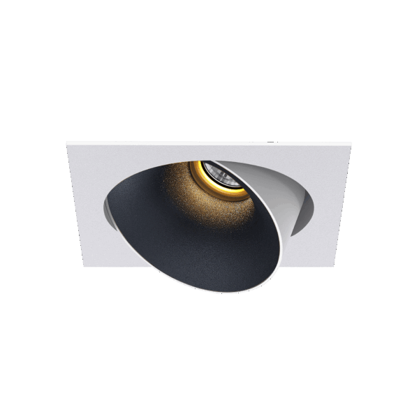 White version of the Dea Ceres M with black matt reflector, an adjustable recessed luminaire designed by Karizma Luce.