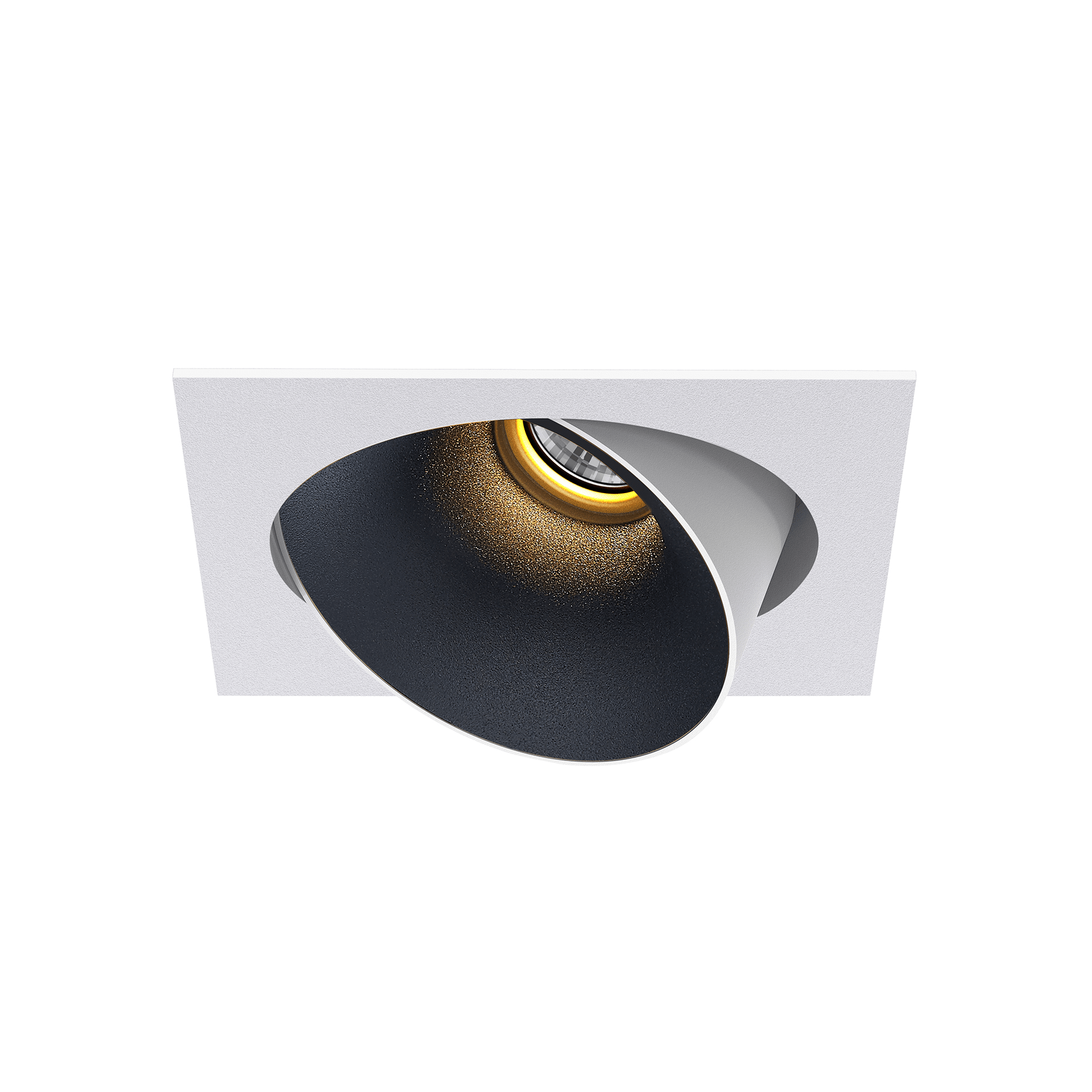 White version of the Dea Ceres M with black matt reflector, an adjustable recessed luminaire designed by Karizma Luce.