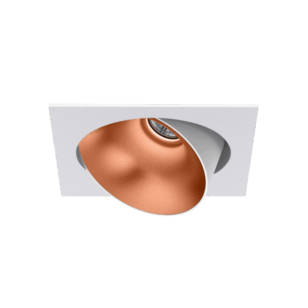 White version of the Dea Ceres M with copper reflector, an adjustable recessed luminaire designed by Karizma Luce.