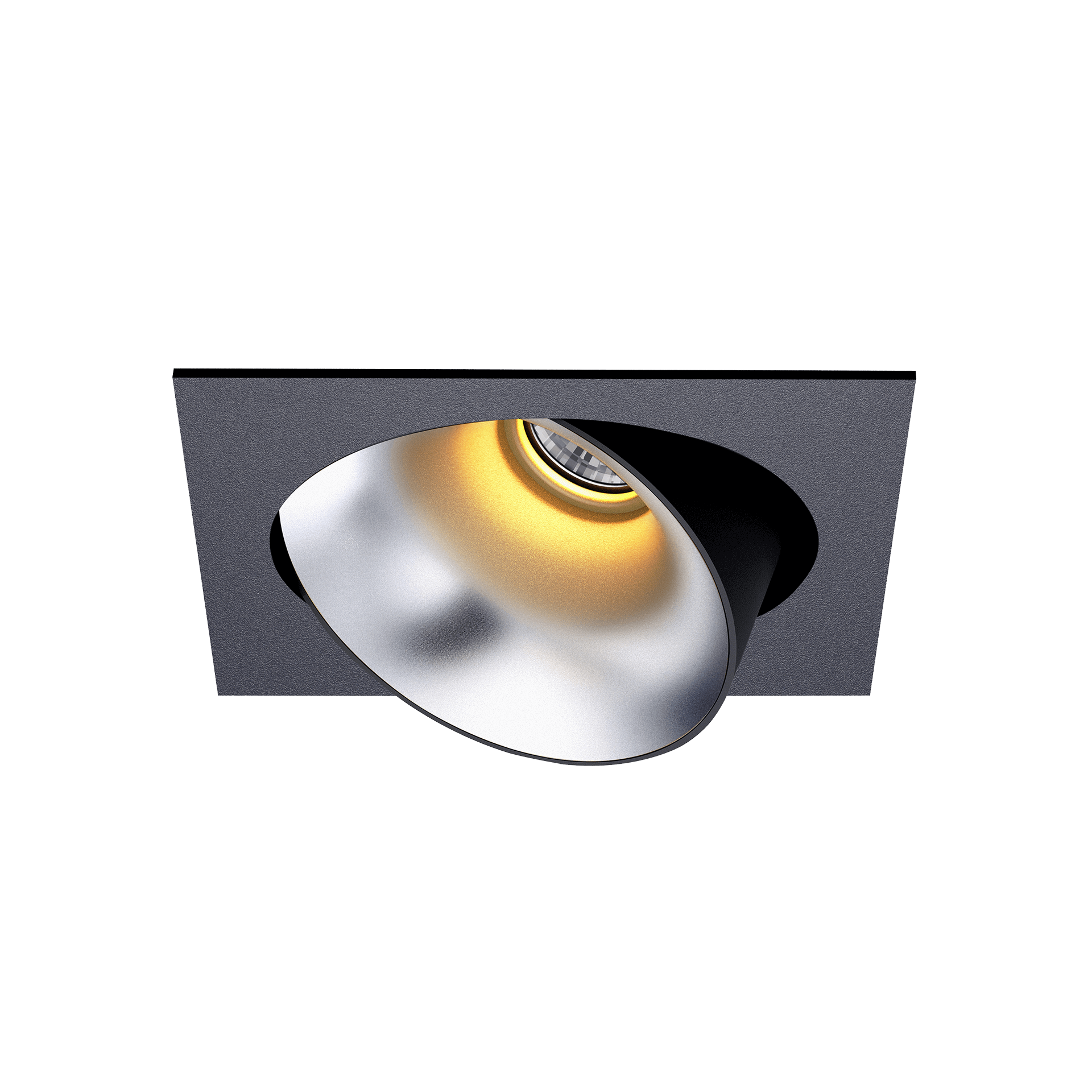 Black version of the Dea Ceres M with silver reflector, an adjustable recessed luminaire designed by Karizma Luce.