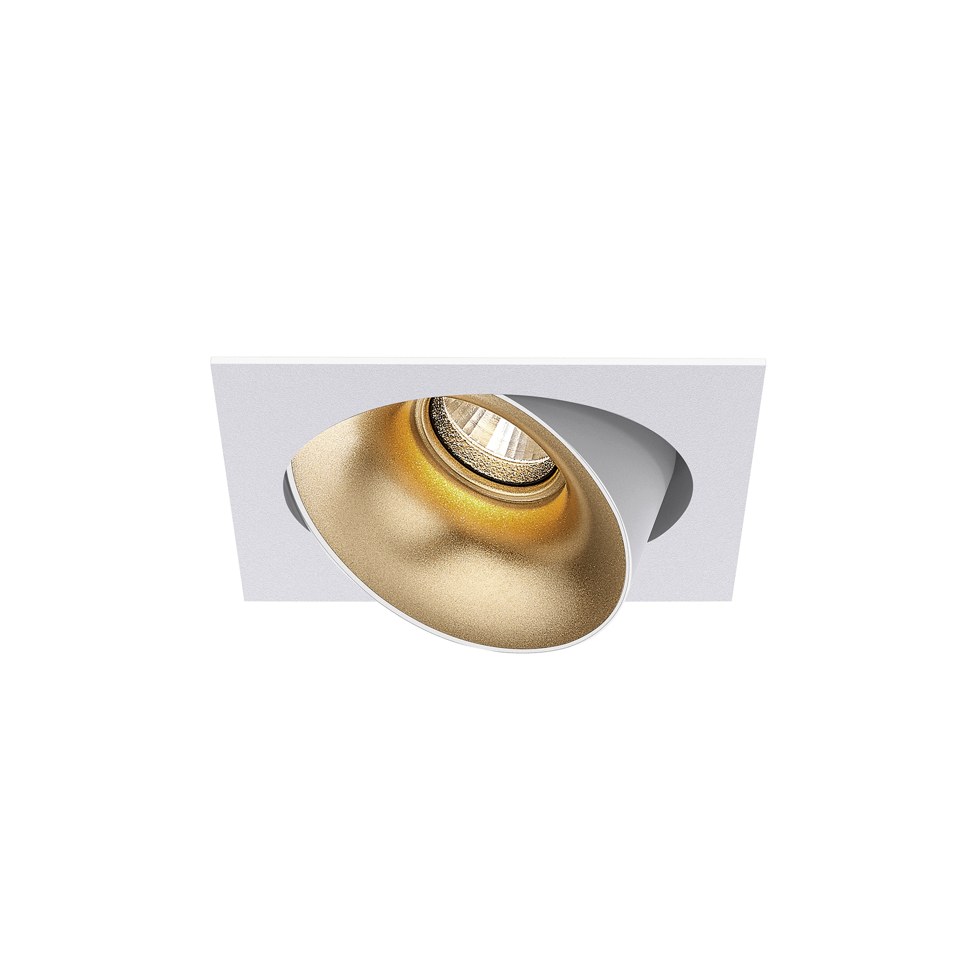 White version of the Dea Ceres S with golden reflector, an adjustable recessed luminaire designed by Karizma Luce.