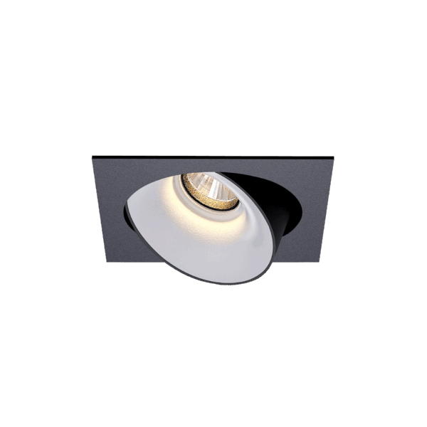 Black version of the Dea Ceres S with white reflector, an adjustable recessed luminaire designed by Karizma Luce.