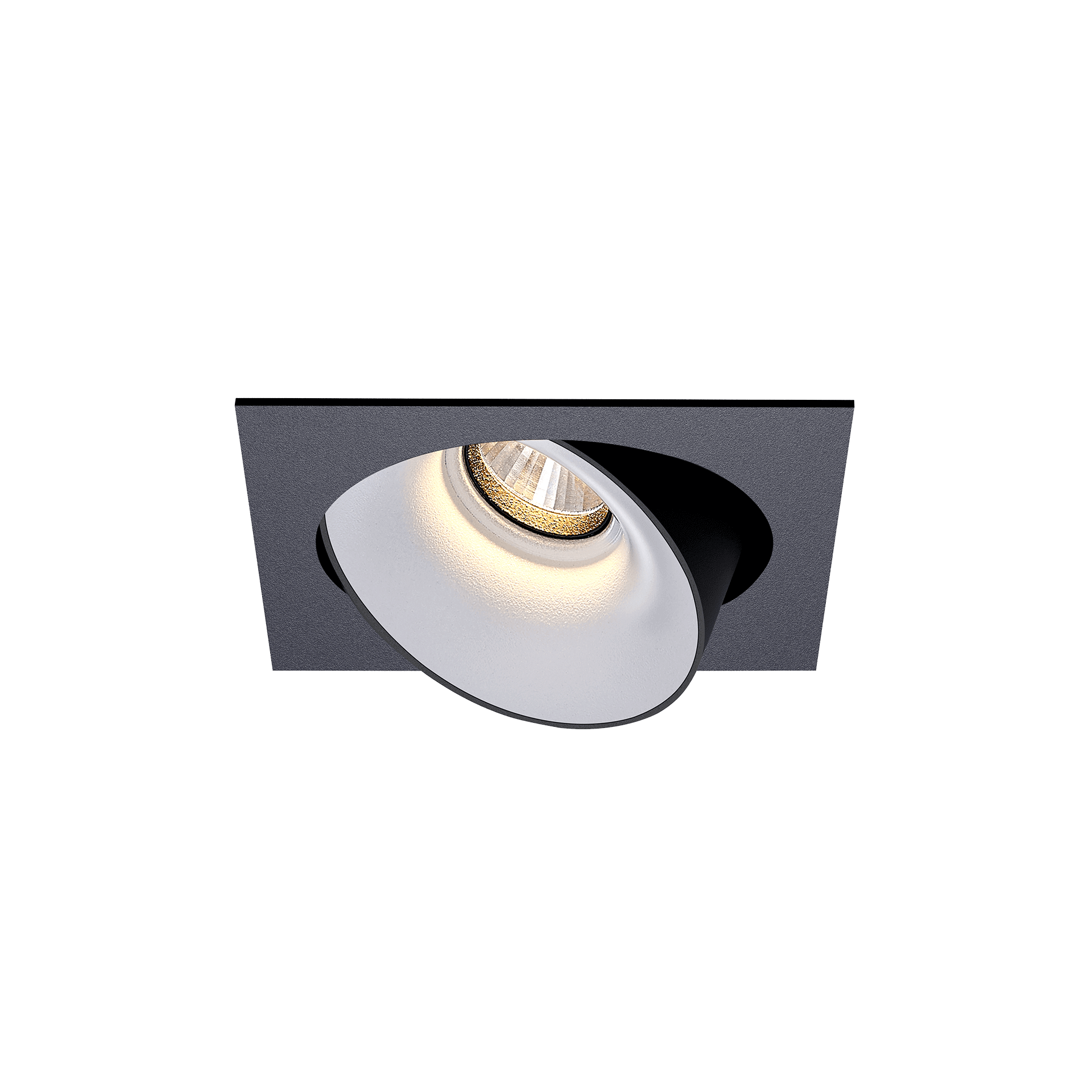 Black version of the Dea Ceres S with white reflector, an adjustable recessed luminaire designed by Karizma Luce.