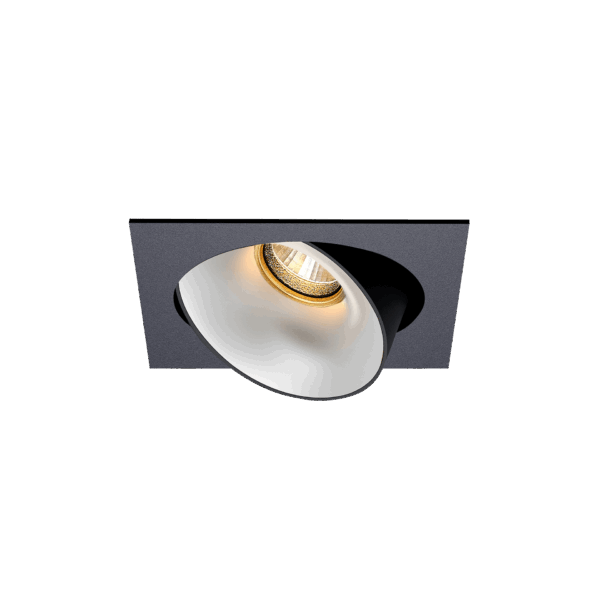 Black version of the Dea Ceres S with white reflector, an adjustable recessed luminaire designed by Karizma Luce.