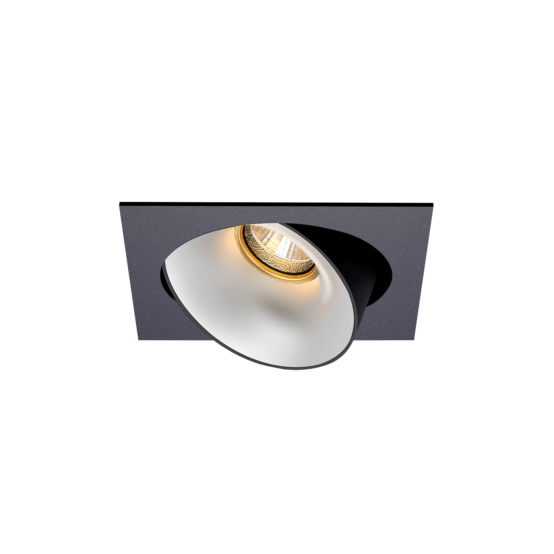 Black version of the Dea Ceres S with white reflector, an adjustable recessed luminaire designed by Karizma Luce.