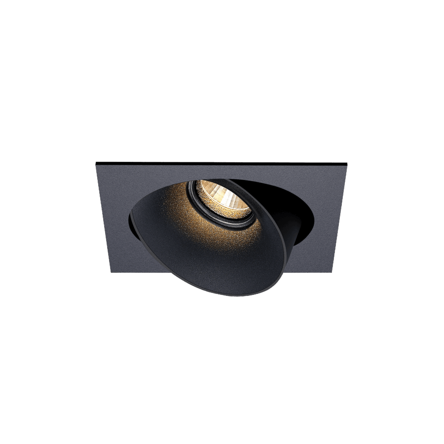 Black version of the Dea Ceres S with black matt reflector, an adjustable recessed luminaire designed by Karizma Luce.
