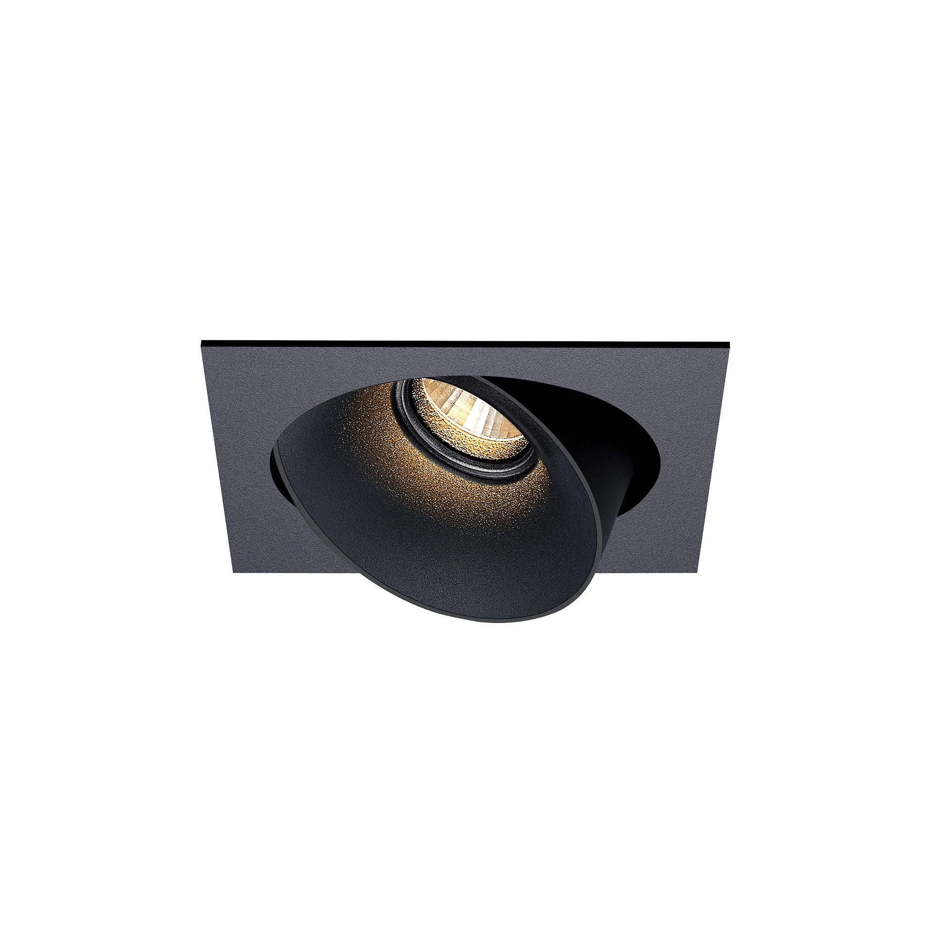 Black version of the Dea Ceres S with black matt reflector, an adjustable recessed luminaire designed by Karizma Luce.