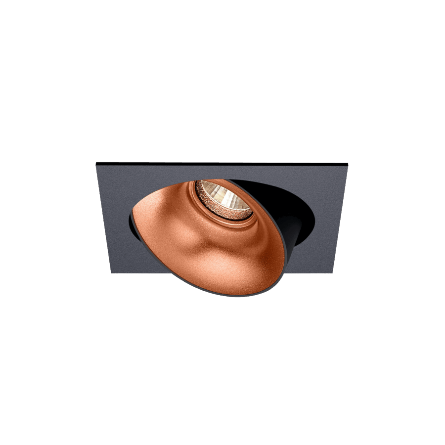 Black version of the Dea Ceres S with copper reflector, an adjustable recessed luminaire designed by Karizma Luce.