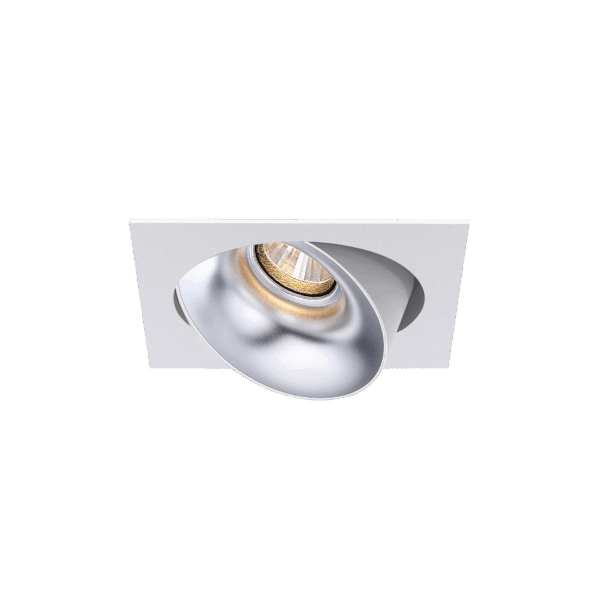 White version of the Dea Ceres S with silver reflector, an adjustable recessed luminaire designed by Karizma Luce.