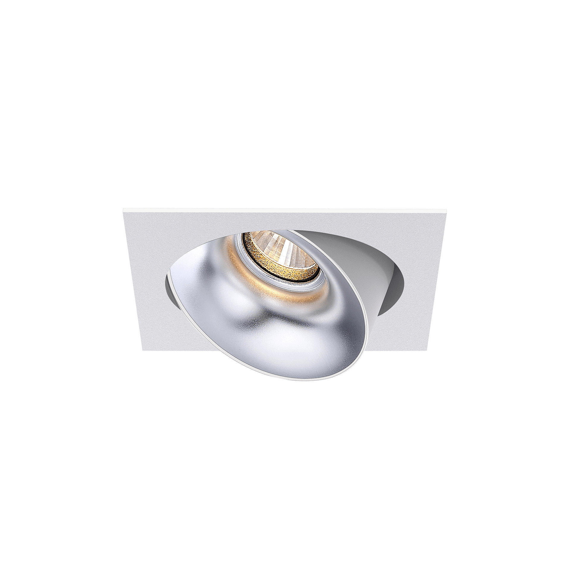 White version of the Dea Ceres S with silver reflector, an adjustable recessed luminaire designed by Karizma Luce.