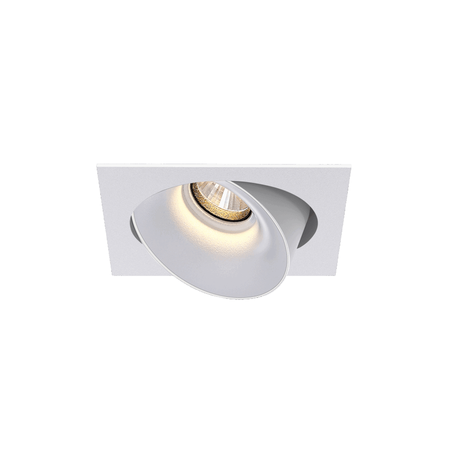 White version of the Dea Ceres S with white reflector, an adjustable recessed luminaire designed by Karizma Luce.