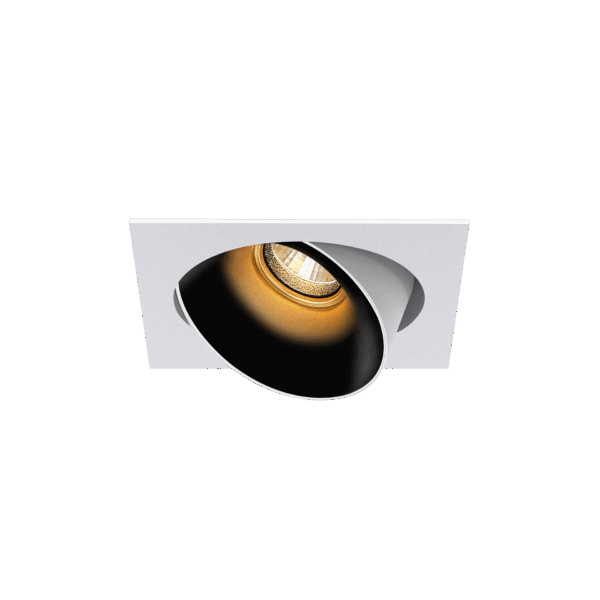 White version of the Dea Ceres S with black reflector, an adjustable recessed luminaire designed by Karizma Luce.