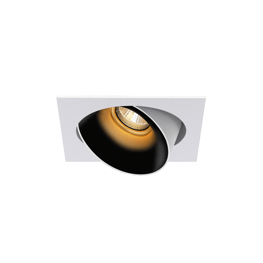 White version of the Dea Ceres S with black reflector, an adjustable recessed luminaire designed by Karizma Luce.