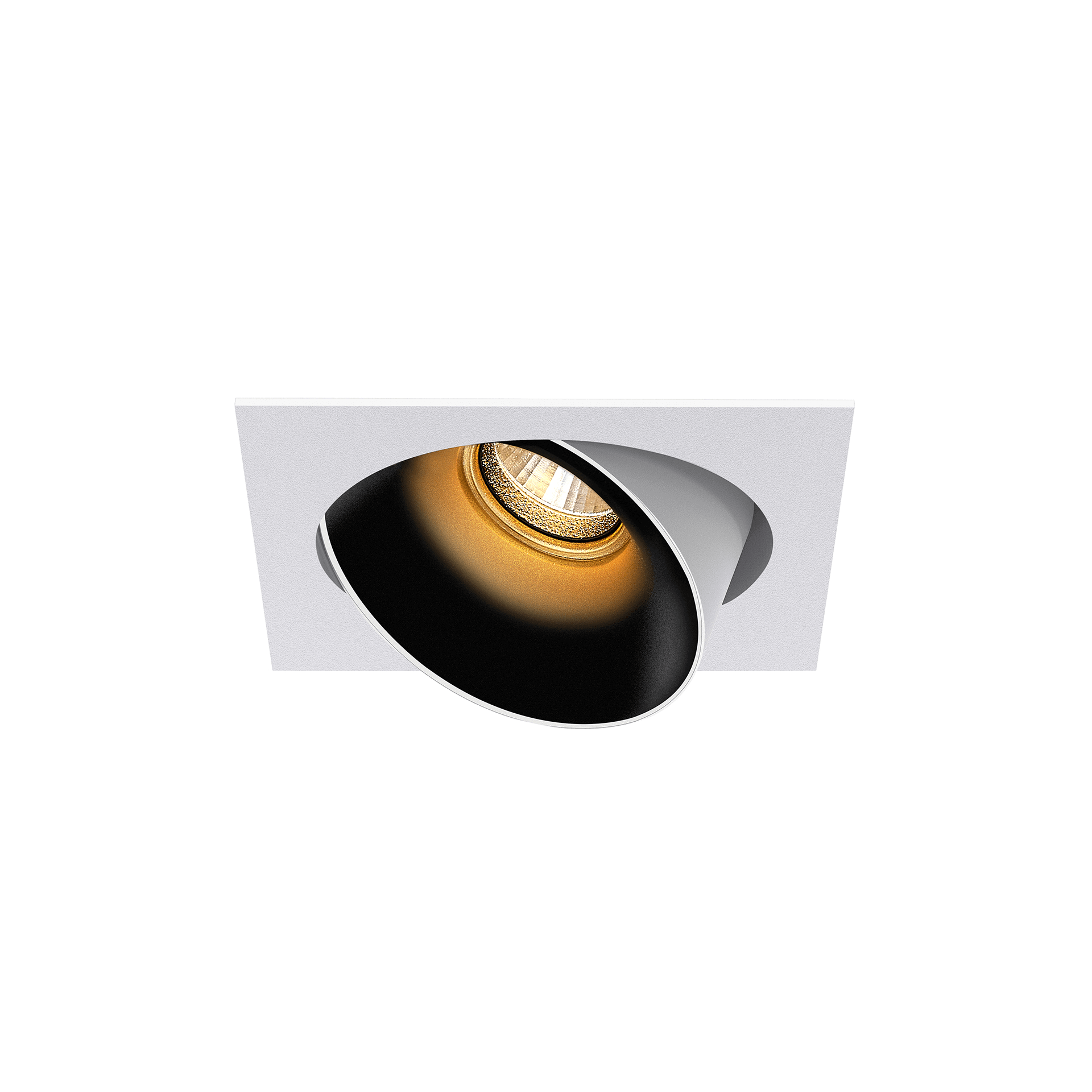 White version of the Dea Ceres S with black reflector, an adjustable recessed luminaire designed by Karizma Luce.