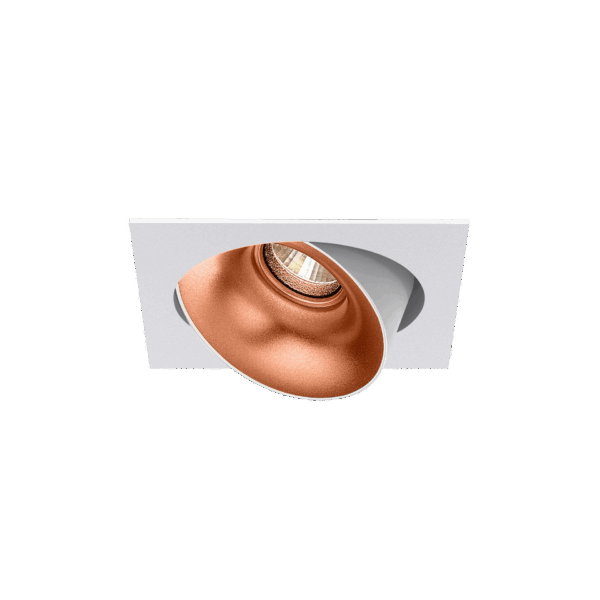 White version of the Dea Ceres S with copper reflector, an adjustable recessed luminaire designed by Karizma Luce.