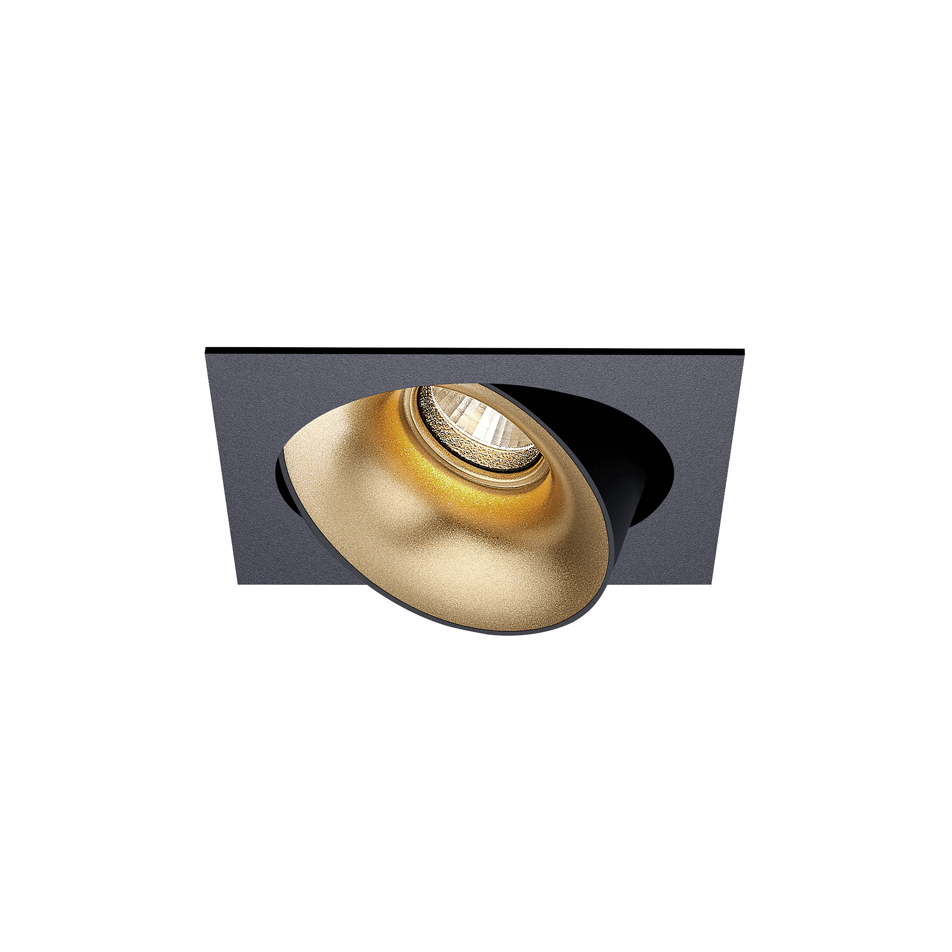 Black version of the Dea Ceres S with golden reflector, an adjustable recessed luminaire designed by Karizma Luce.