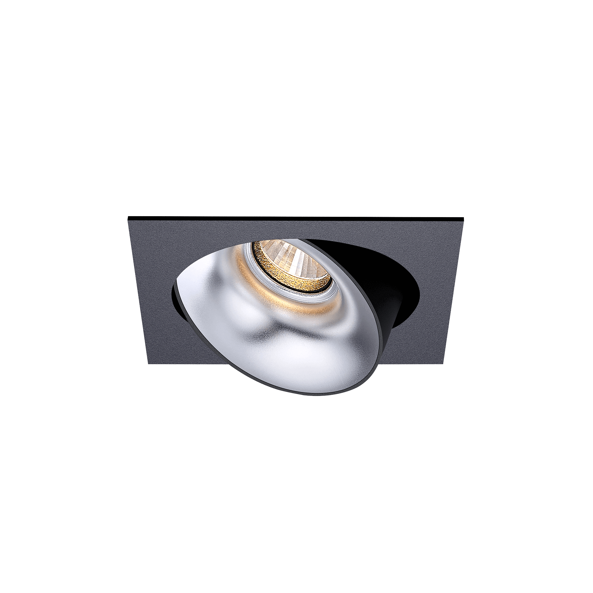Black version of the Dea Ceres S with silver reflector, an adjustable recessed luminaire designed by Karizma Luce.
