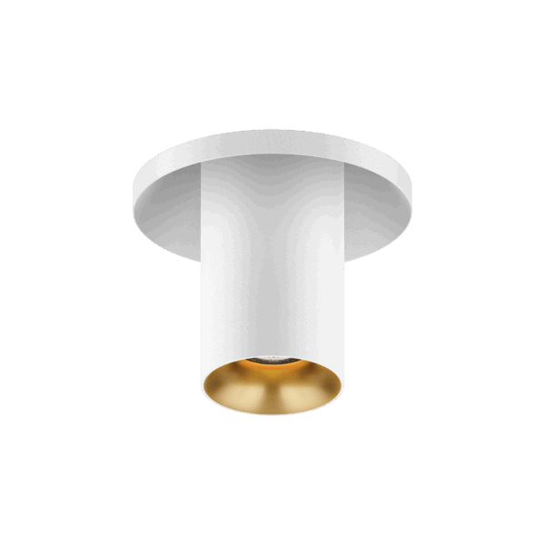 White version of the Dea Charon XS with golden reflector, an adjustable recessed spot designed by Karizma Luce.